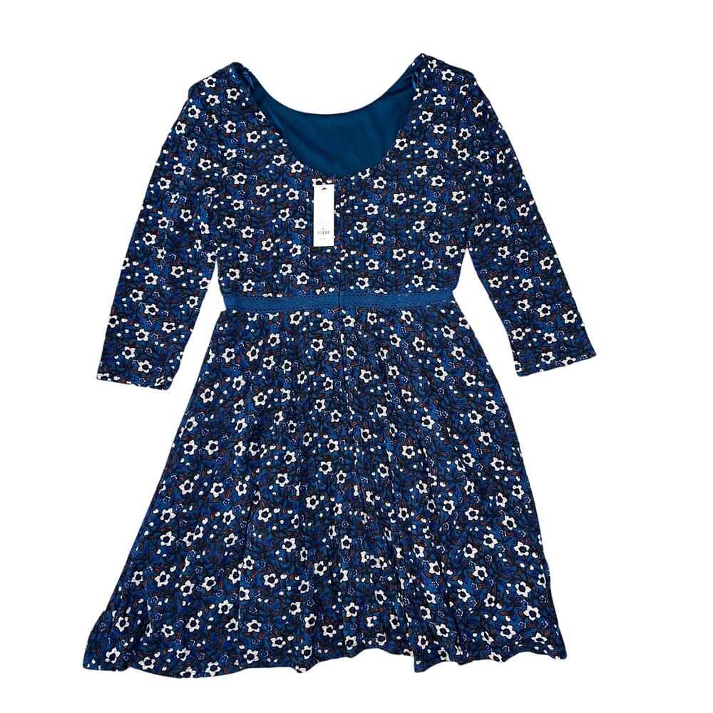 NWT Francesca's Alya Dark Teal Blue/Green Floral Sweater Dress